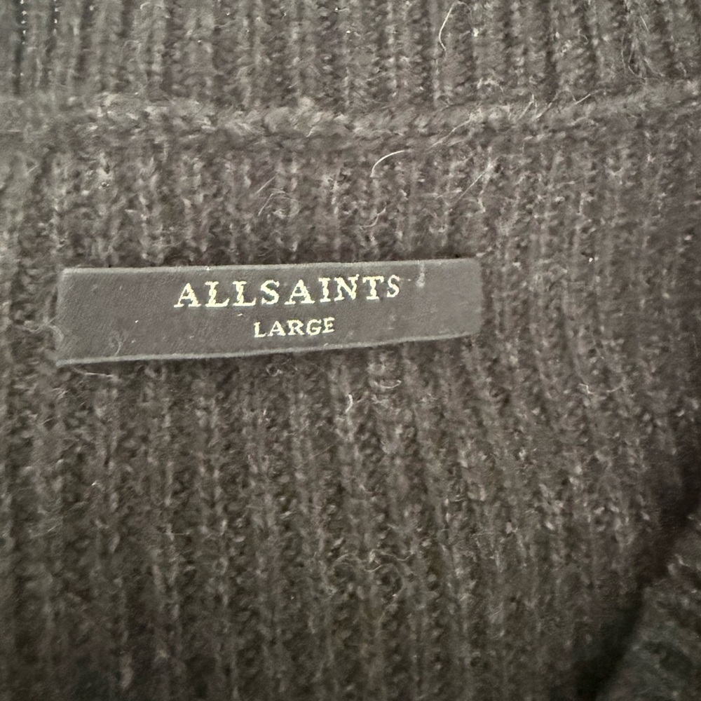 All Saints Charcoal V-Neck  Cold Shoulder Sweater - Picture 10 of 12